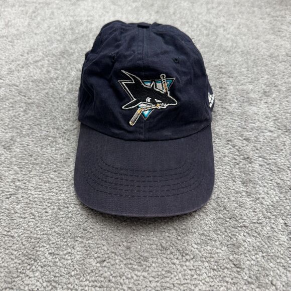 Vintage 90s San Jose Sharks NHL Snapback Hat Cap Unisex Navy Pacific Bell Promo - Picture 1 of 13